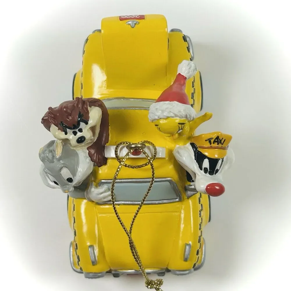 Warner Bros Looney Tunes NYC Taxi Yellow Cab Christmas Ornament 2000 RARE Bugs